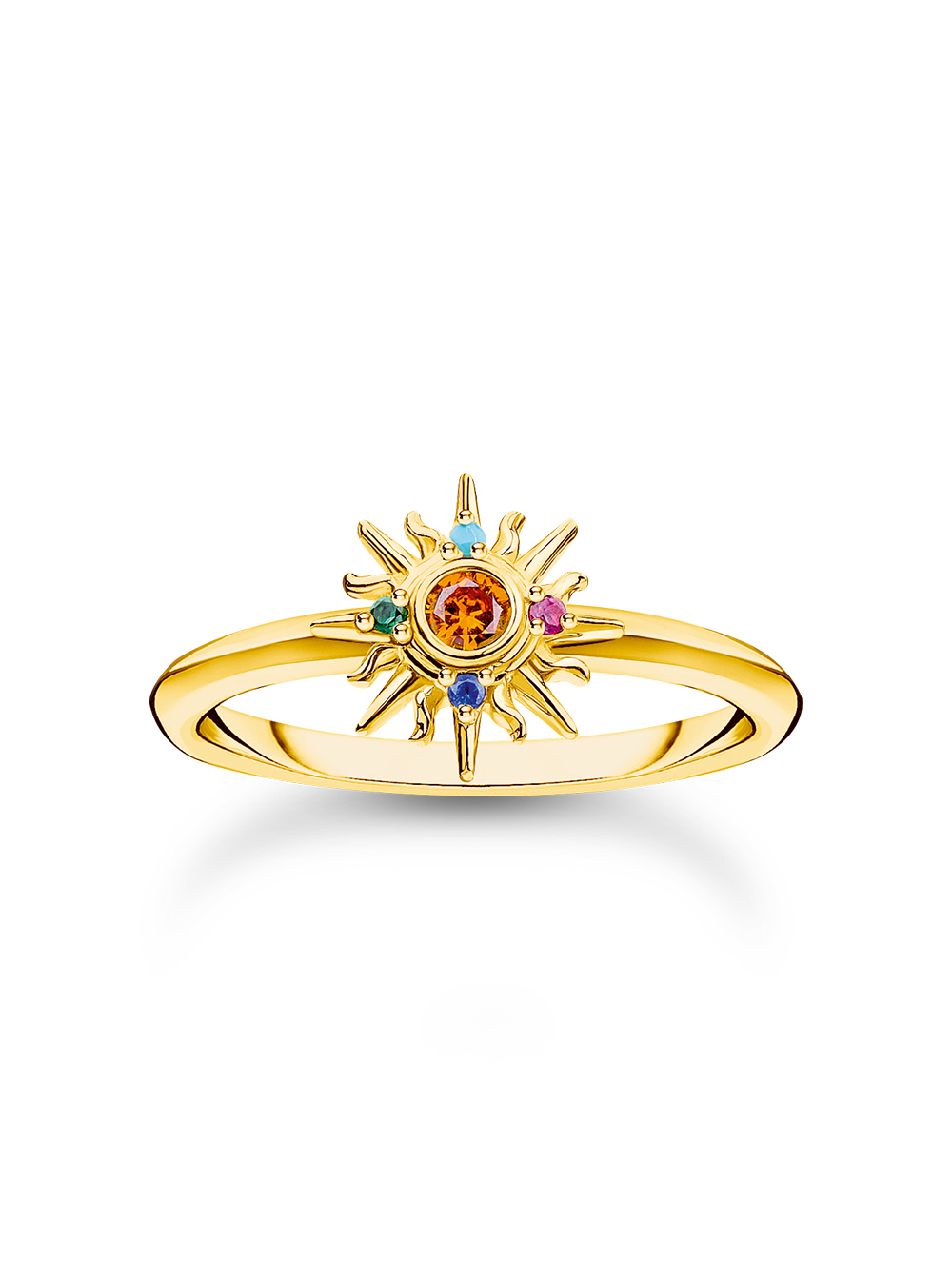 Thomas Sabo TR2458-488-7-56 Gold-plated prstýnek with sun and colourful stones