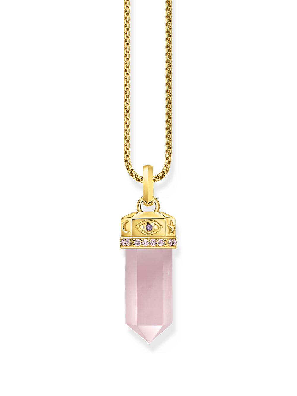 Thomas Sabo PE955-995-9 Gold-plated pendant with rose-coloured rose quartz crystal