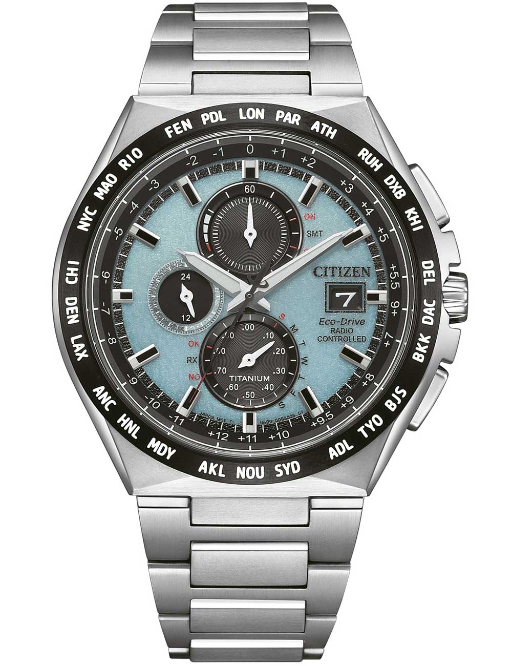 Citizen AT8238-84M Eco-Drive Super-Titanium radio controlled Chronograph 44mm 10ATM