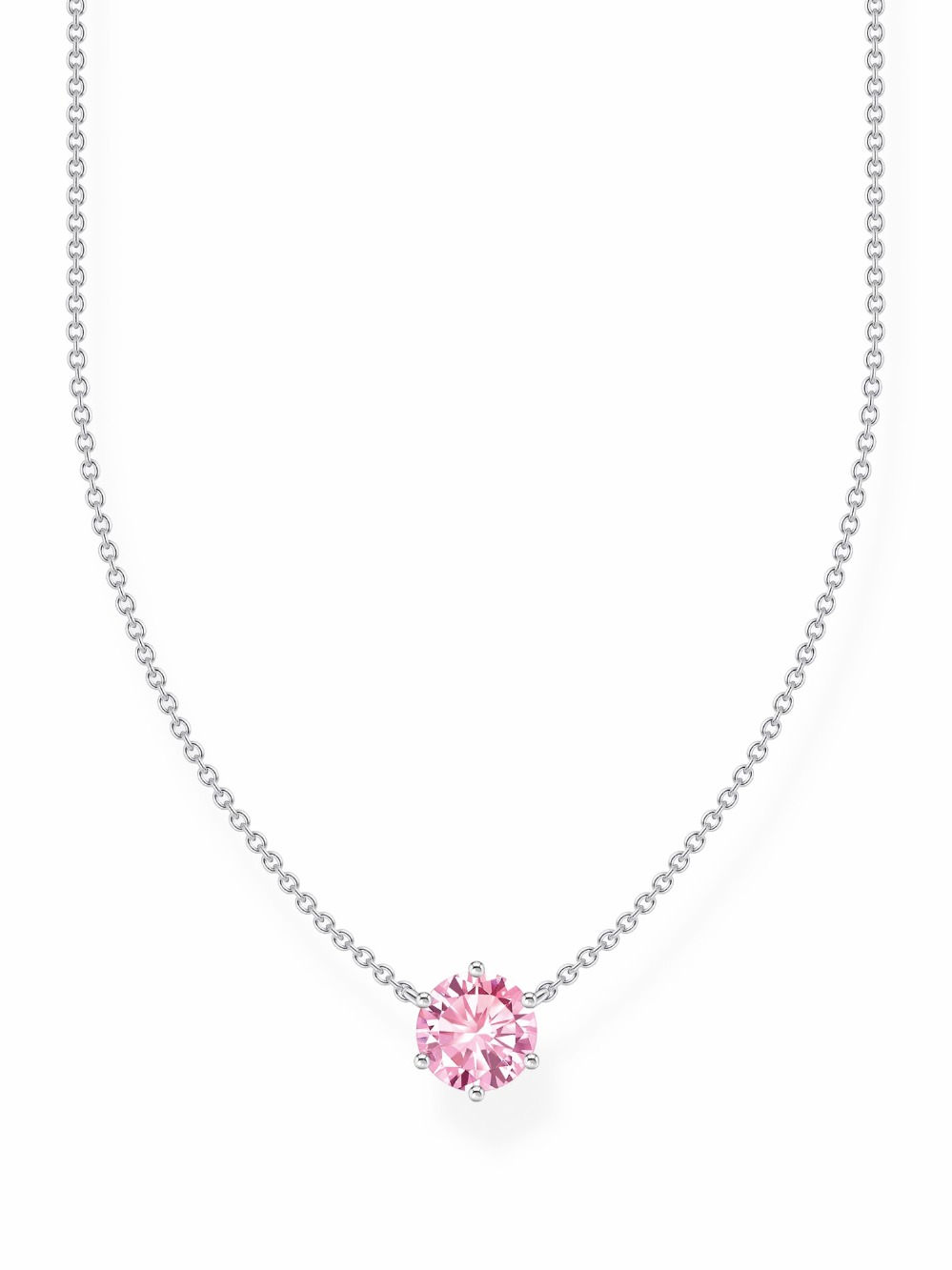 Thomas Sabo KE2210-051-9-L45V Silver Necklace with pink Zirconia Pendant 40-45 cm
