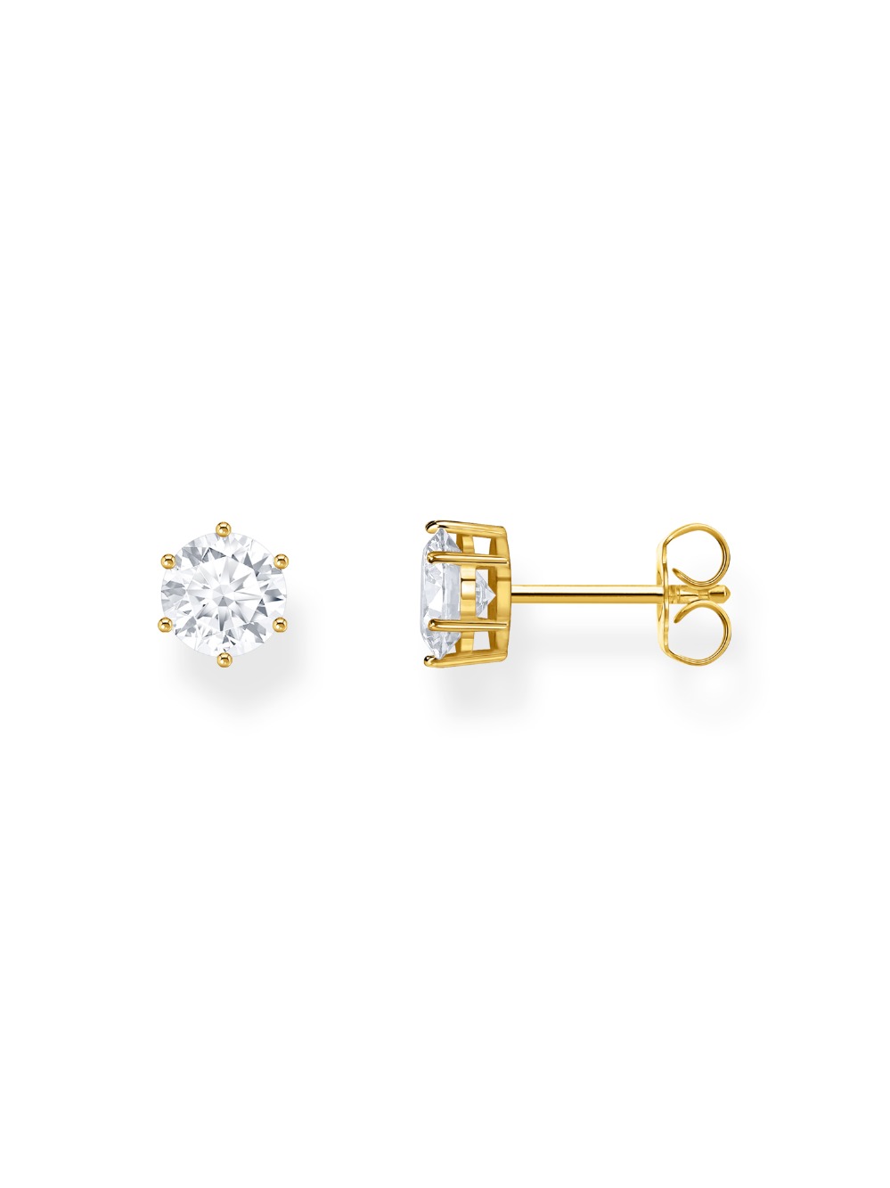 Thomas Sabo H2301-414-14 Gold-plated Ear Studs with white Brilliant-cut Stone 6,0 mm