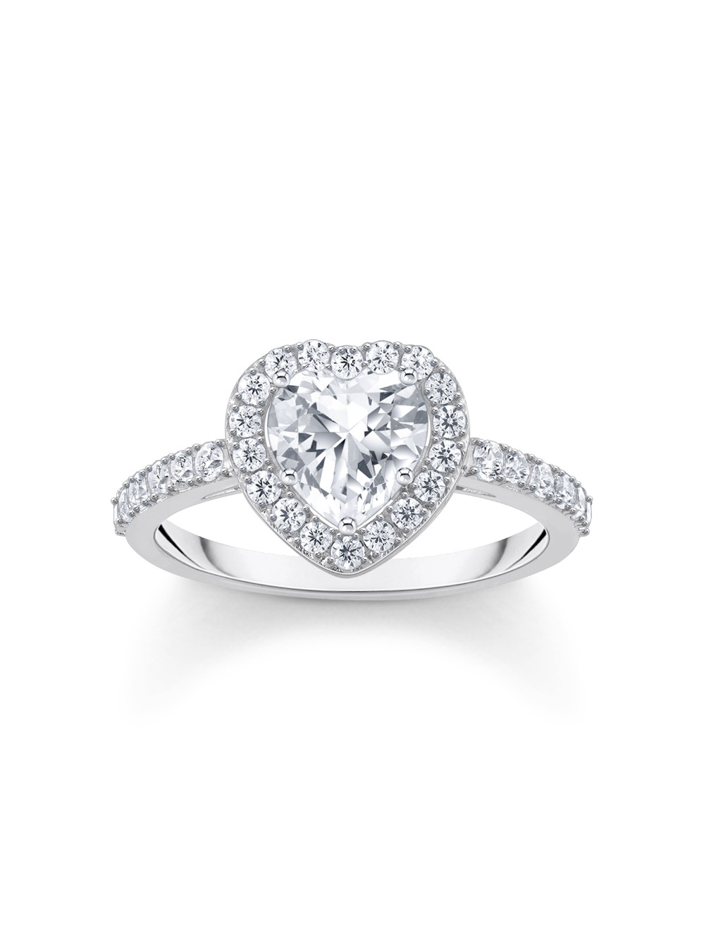 Thomas Sabo TR2477-051-14-56 Silver Halo-prstýnek in Heart Shape with white Zirconia