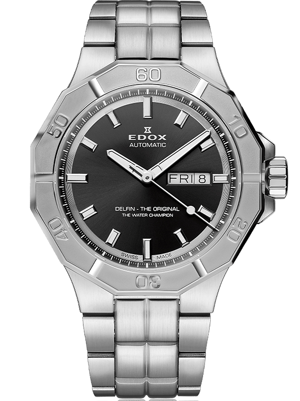 Edox 88008-3M-NIN Delfin Automatic Day-Date 43mm 20ATM