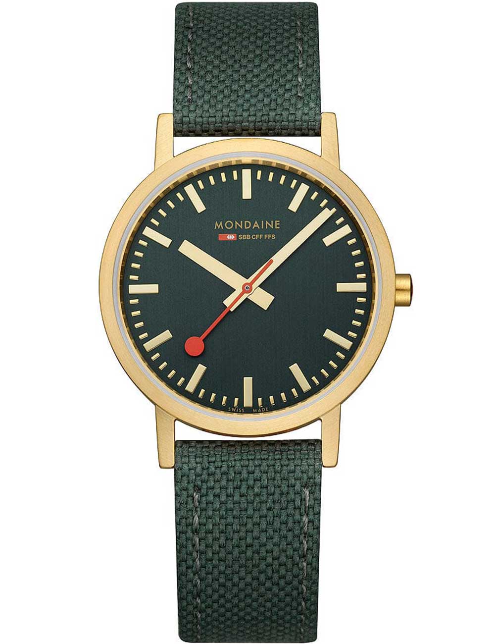 Mondaine A660.30314.60SBS Classic Green And Gold 36mm 3ATM