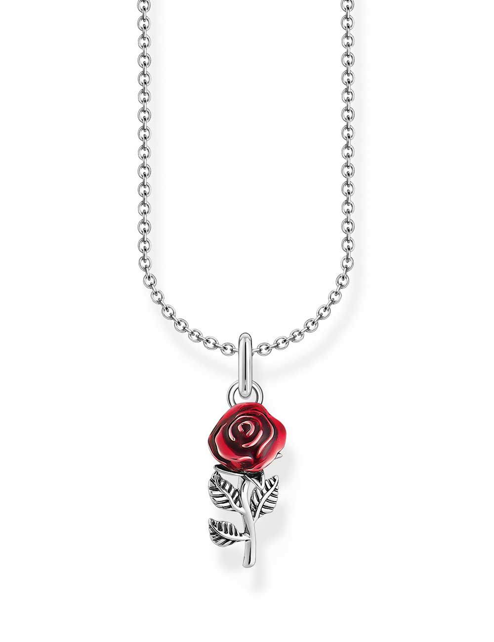 Thomas Sabo KE2219-664-10-L45V Silver Necklace With Red Rose Pendant