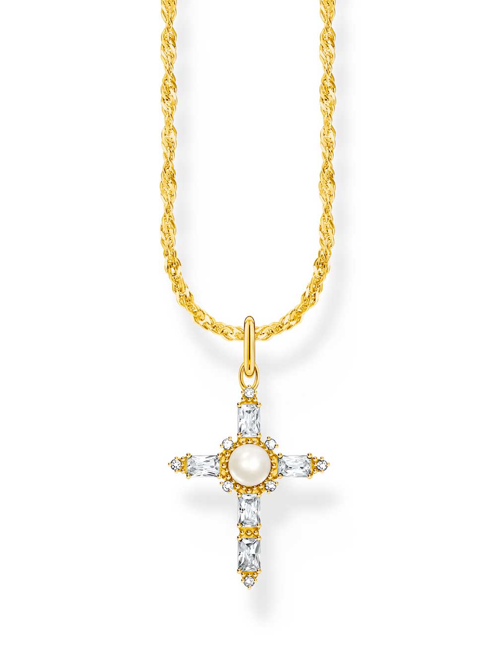 Thomas Sabo KE2296-445-14-L45V Gold-plated Necklace With Cross Pendant Cross Romance