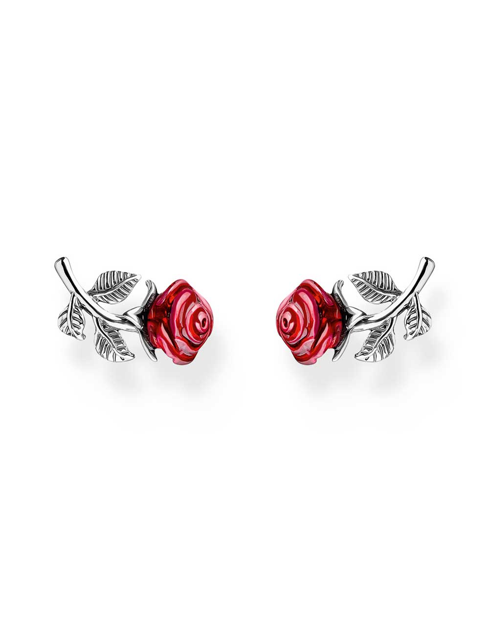 Thomas Sabo H2314-664-10 Silver Stud Earrings Roses Romance