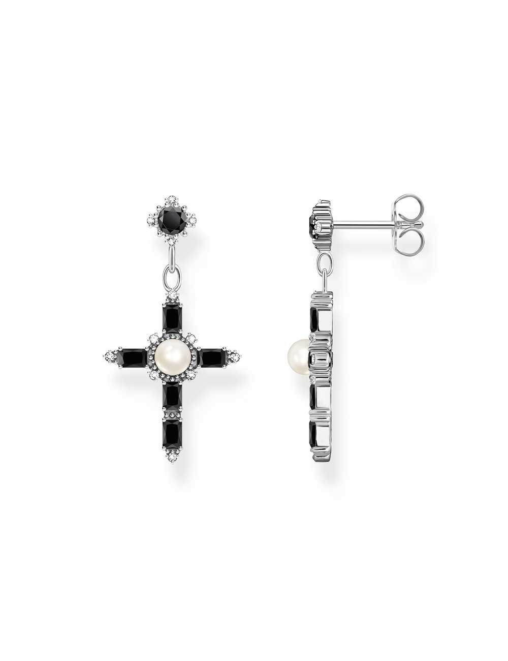 Thomas Sabo H2312-167-11 Silver Earrings Cross Romance Black