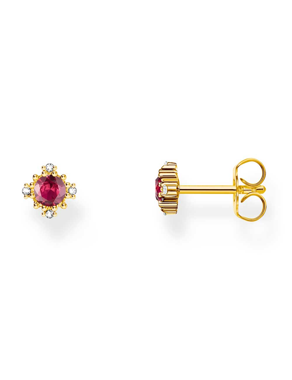 Thomas Sabo H2311-995-10 Gold-plated Stud Earrings With Red Stone