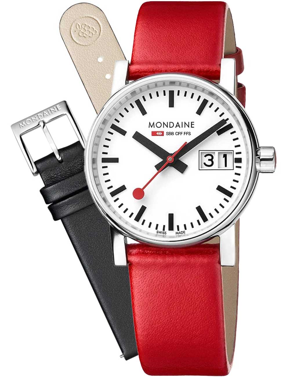 Mondaine MSE.30210.LCV.SET evo2 SBB vegan Set w. 2 Straps 30mm 3ATM