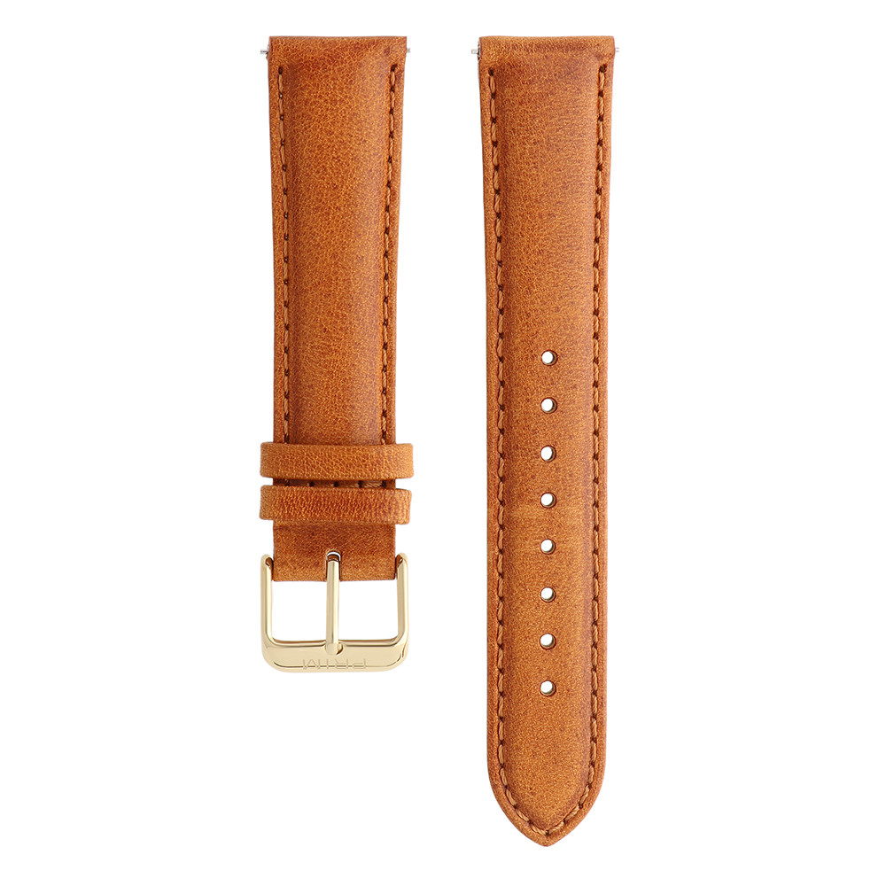 PRIM Řemínek RB.13230 (20 mm) - světle hnědý/pozlacený, Hnědá