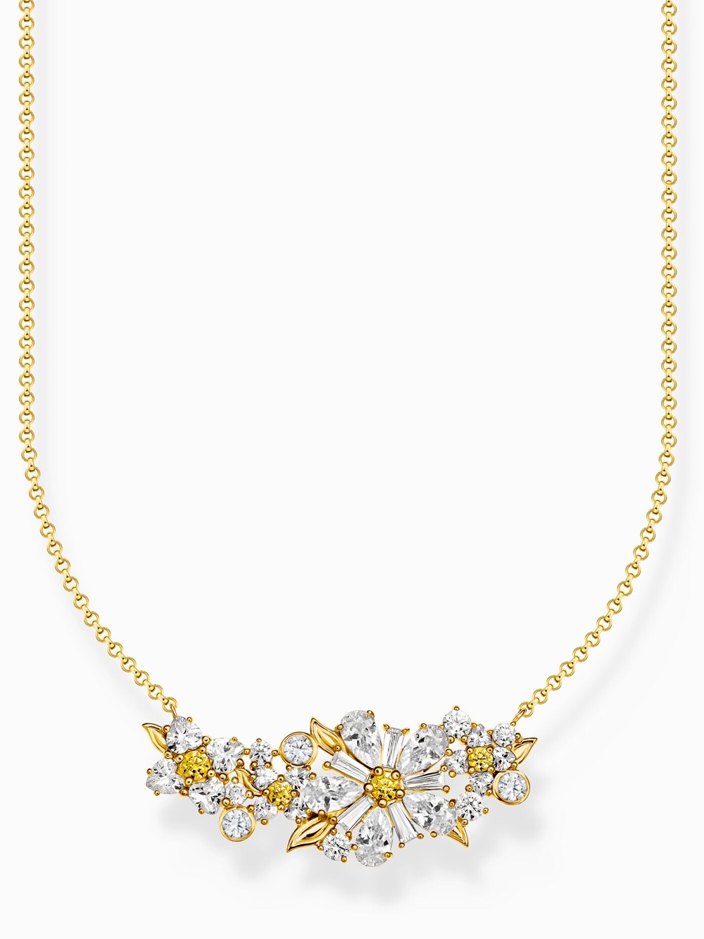 Thomas Sabo KE2085-414-4-L45V chain flower with stones gold plated