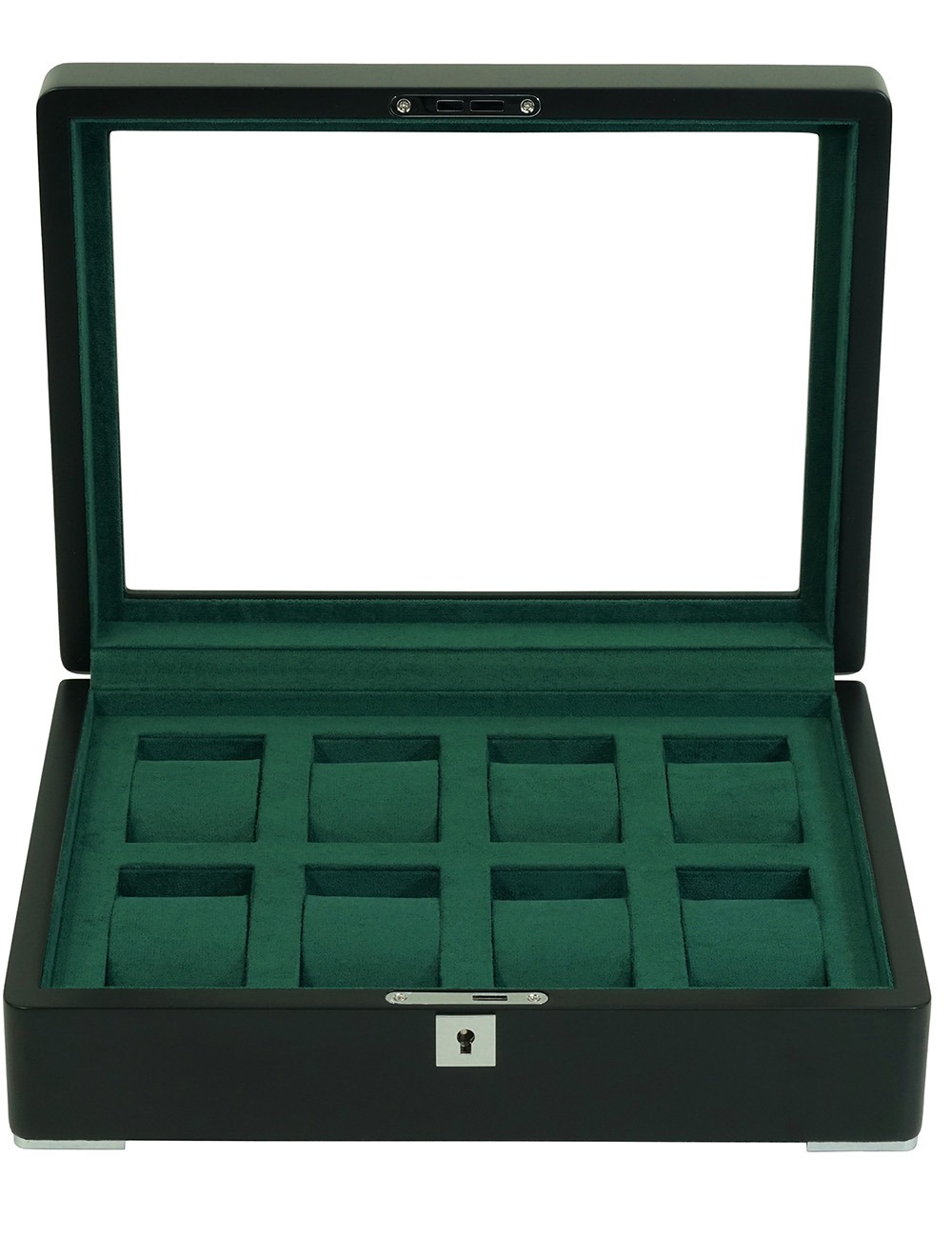 Úložný box na hodinky Rothenschild RS-3420-8-BL-GRE černý se zeleným sametem