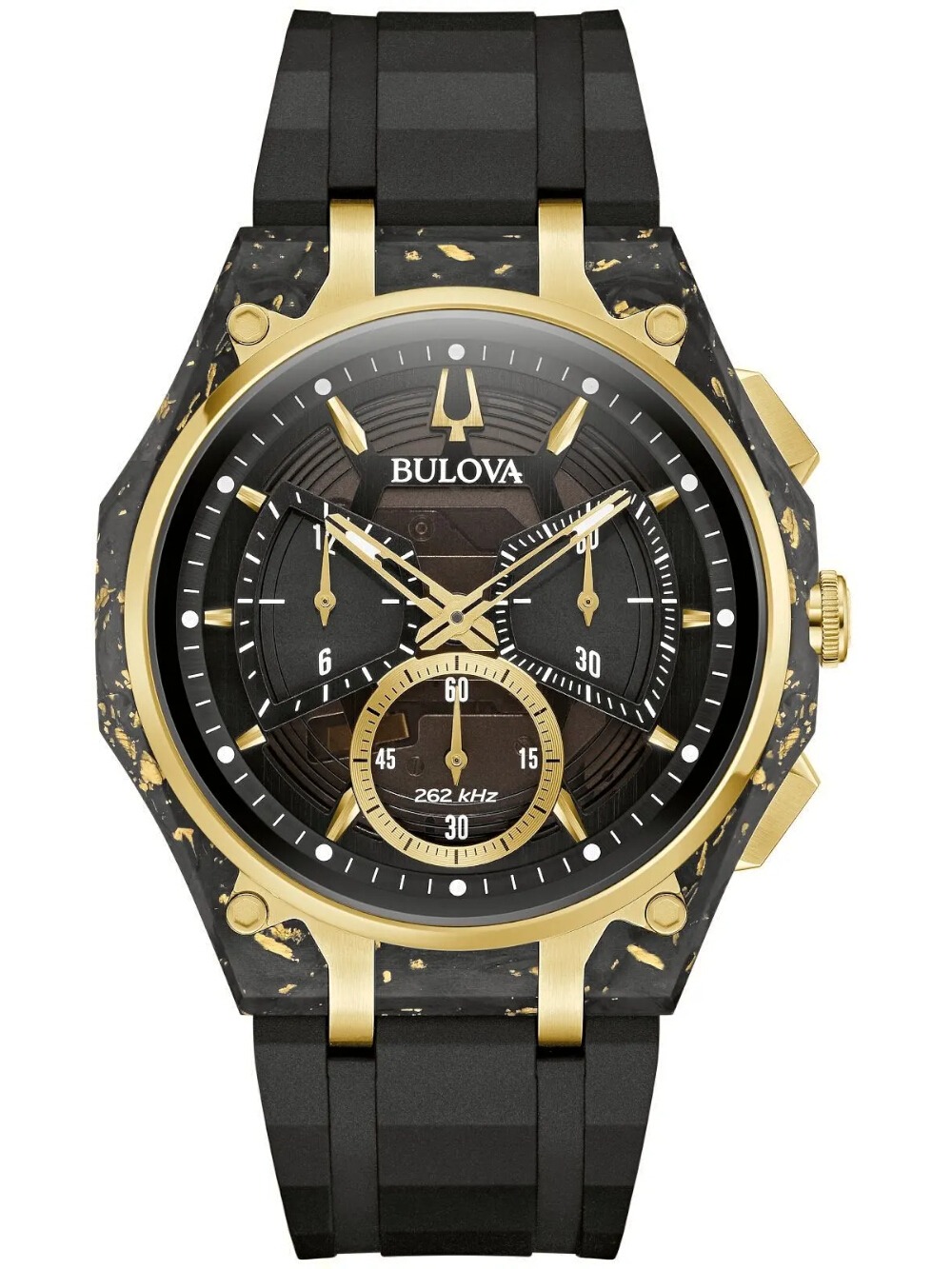 Bulova 98A328 Curv Carbon & Gold Chronograph 44mm 3ATM