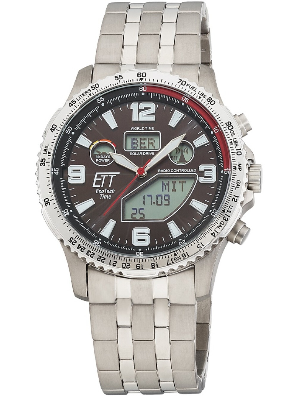 ETT Eco Tech Time EGT-11720-22M Radio-controlled Solar Drive Professional Chronograph Titan 45mm 10ATM