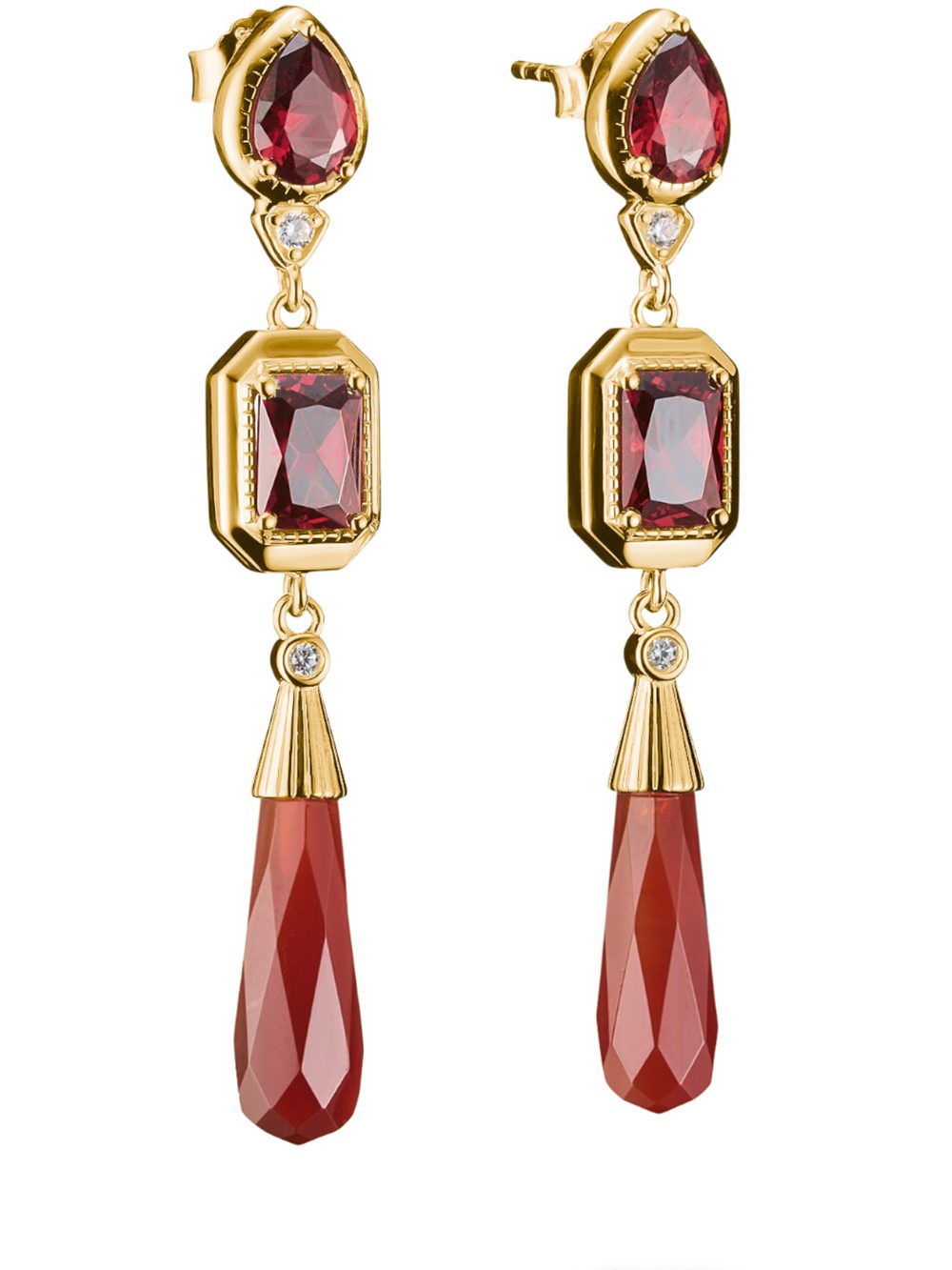 Thomas Sabo H2332-414-10 Earrings Red stones Elyndra Gold-plated