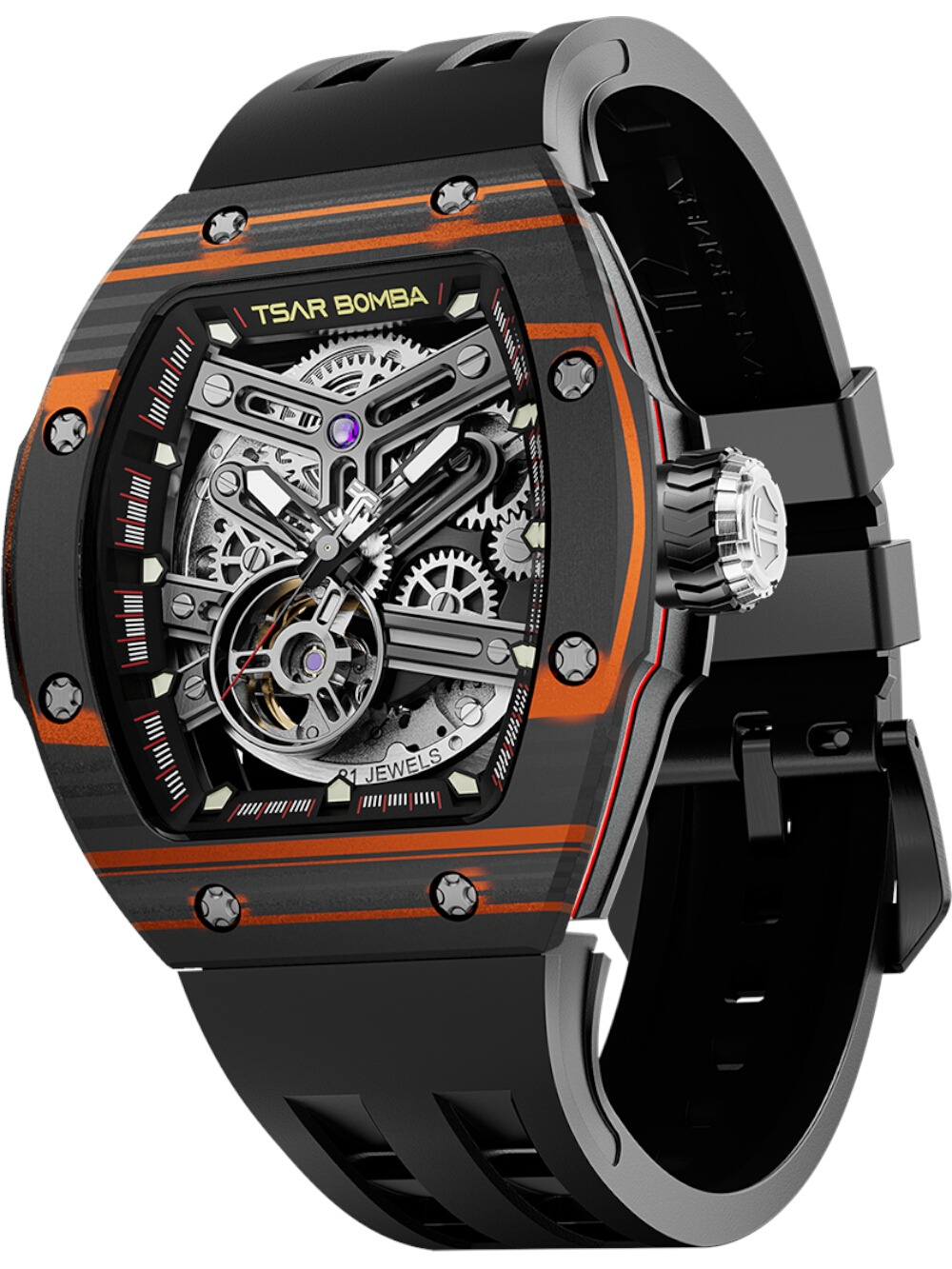 Tsar Bomba TB8218CF-BlackOrange Atomic Twin Interchangeable Automatic Watch 45mm 10ATM