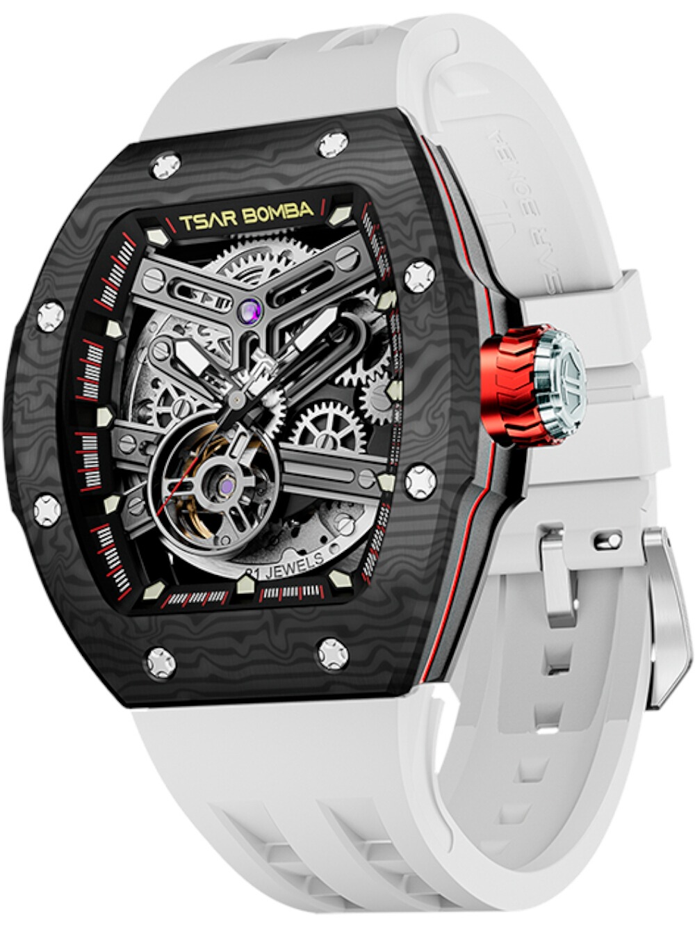 Tsar Bomba TB8218CF-EliteWhite Atomic Twin Interchangeable Automatic Watch 45mm 10ATM