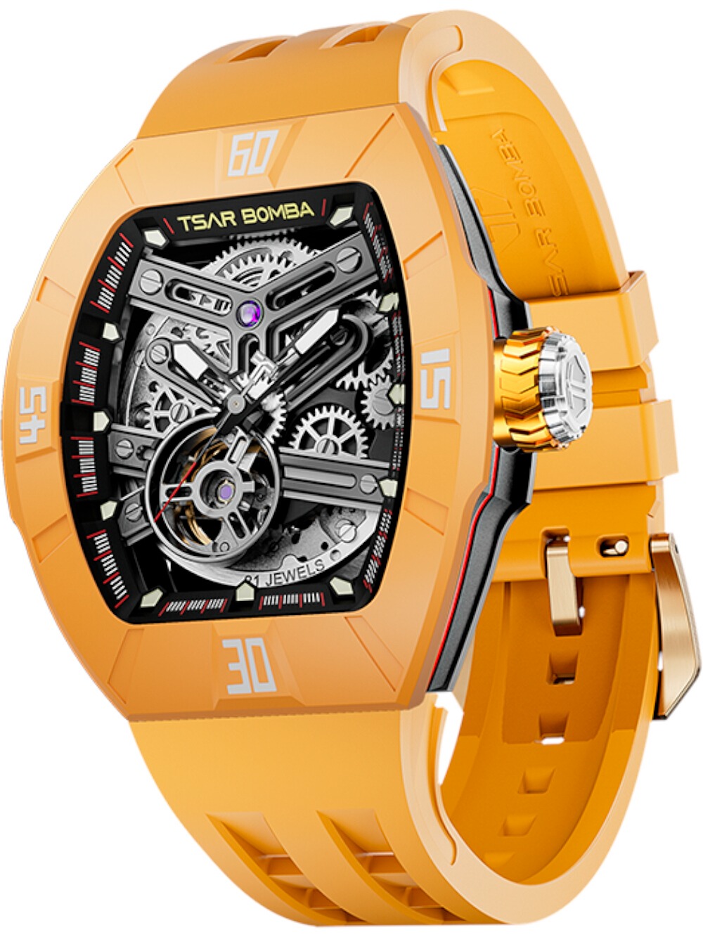 Tsar Bomba TB8218-Fluororubber-DynamicYellow Atomic Twin Interchangeable Automatic Watch 45mm 10ATM