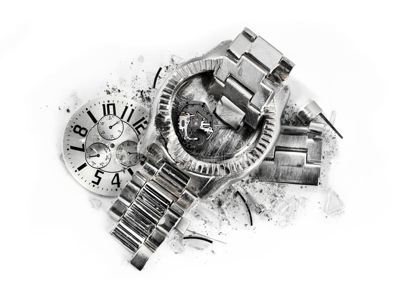 time-stops-stands-still-closeup-smashed-damaged-silver-steel-wrist-watch-time-stops-smashed-wrist-watch-99691646