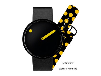 Picto 43388-SET Unisex Watch Black and Yellow 40mm