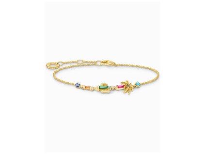 Thomas Sabo A2150-488-7-L19V Gold-plated náramek s kaktusem a barevnými kamínky