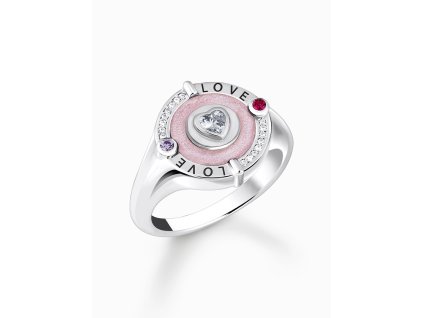 Thomas Sabo TR2447-390-9-56 Silver signet prstýnek with heart and stones