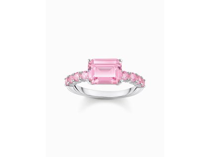 Thomas Sabo TR2451-051-9-54 Silver solitaire prstýnek with pink-coloured stones