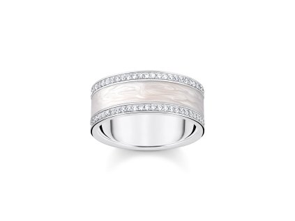 Thomas Sabo TR2446-041-14-58 Silver band prstýnek with white zirconia and enamel
