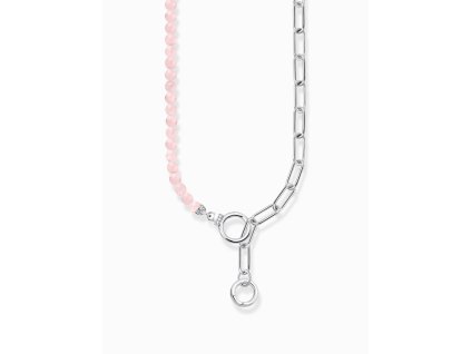 Thomas Sabo KE2193-035-9-L47V Silver necklace with link chain elements and pink beads
