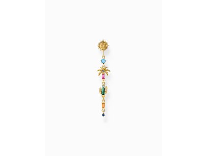 Thomas Sabo H2286-488-7 Gold-plated single earrings palm cactus with coloured stones