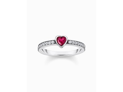 Thomas Sabo TR2448-640-10-56 Silver solitaire prstýnek with red stone + zirconia