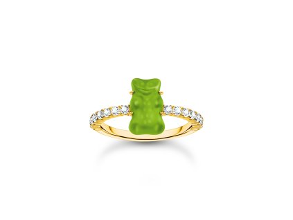 Thomas Sabo TR2459-414-6-54 Gold prstýnek with green Goldbears