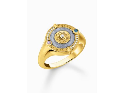 Thomas Sabo TR2449-974-1-54 Gold-plated signet prstýnek with sun symbol and small stones