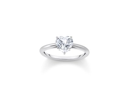 Thomas Sabo TR2476-051-14-56 Silver prstýnek with white Stone in Heart Shape