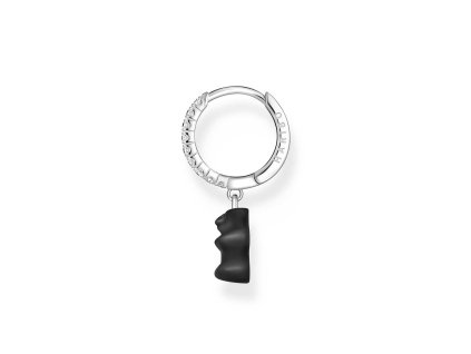Thomas Sabo CR726-052-11 Silver Single creole With Black Gold Bear Pendant