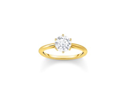 Thomas Sabo TR2474-414-14-56 Gold-plated prstýnek with white Stone in Brilliant-cut