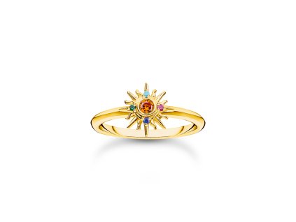 Thomas Sabo TR2458-488-7-54 Gold-plated prstýnek with sun and colourful stones