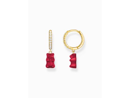 Thomas Sabo CR726-414-10 Gold single hoop earrings with red Goldbears
