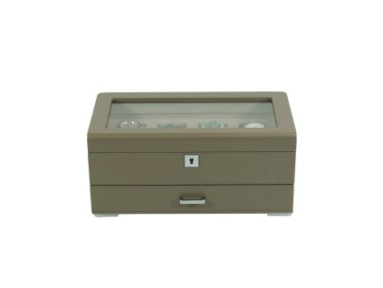 Rothenschild RS-3421-4-TA-TAN box na hodinky a šperky hnědý s béžovým sametem + šuplík
