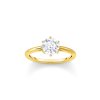Thomas Sabo TR2474-414-14-54 Gold-plated prstýnek with white Stone in Brilliant-cut