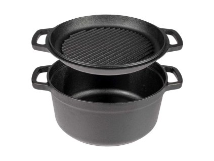 zeliwny garnek z patelnia 5 l