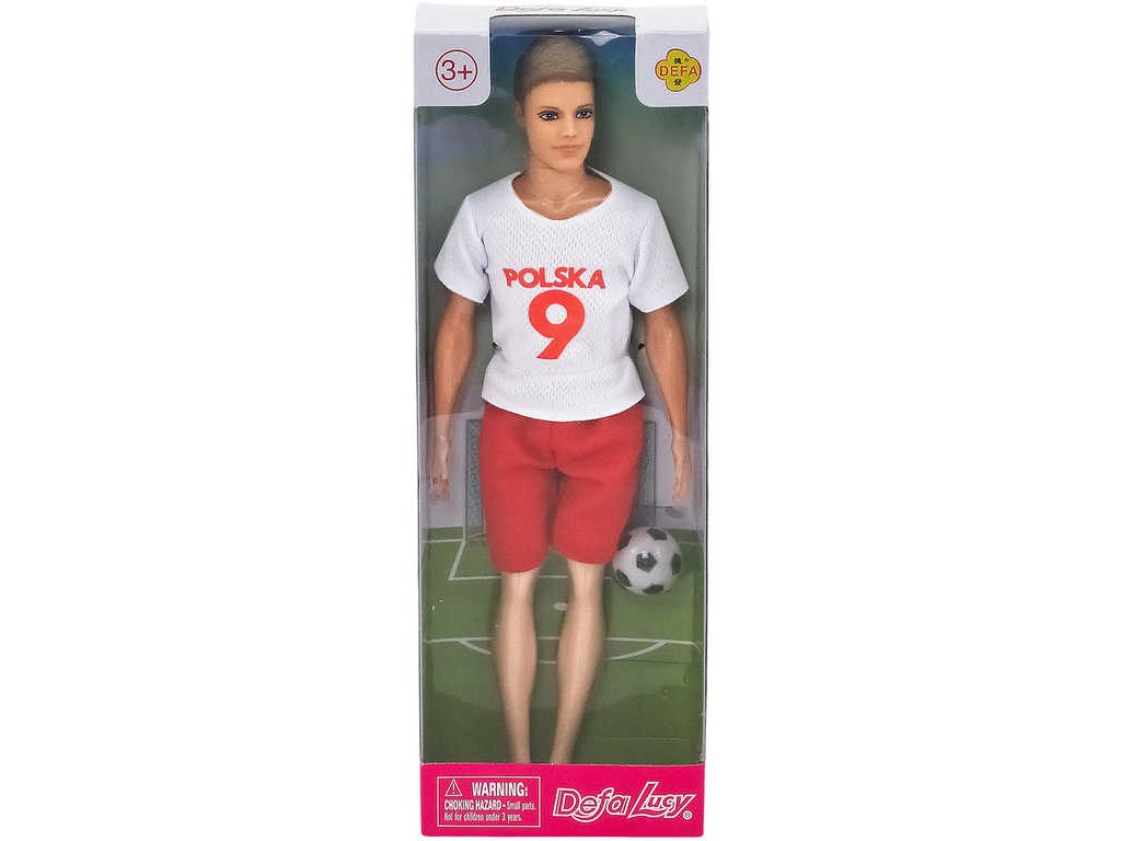 Panenka Defa Lucy panák fotbalista 30cm v dresu Polsko set hráč s míčem v krabičce