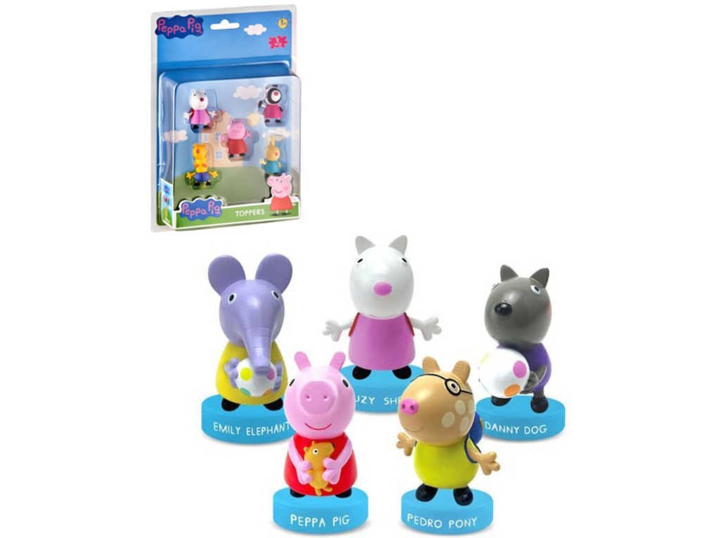 ADC Razítko figurka 6-8cm prasátko Peppa Pig set 5ks 3 druhy blister