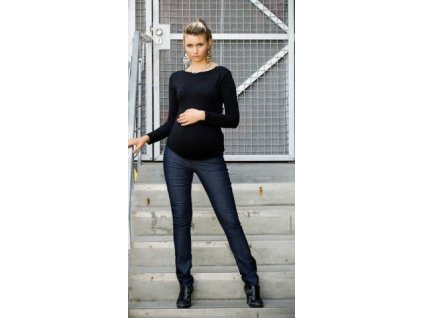 Těhotenské kalhoty JEANS - Černý jeans  2020