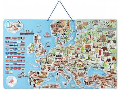 WOODY DŘEVO Hra mapa Evropy 3v1 naučné puzzle skládačka 75x45cm AJ