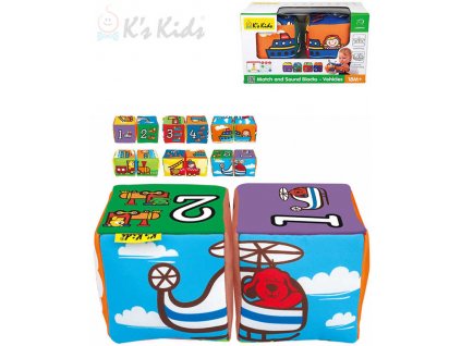 K´S KIDS Baby soft kostky textilní 2ks autíčka počítání na baterie Zvuk