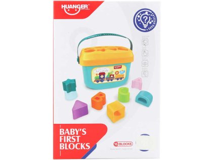 Vkládačka baby set kyblík vkládací + 16 kostek plast