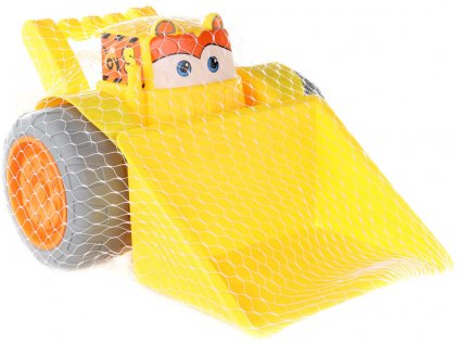 Nakladač plastový žluté autíčko s očima na písek v síťce