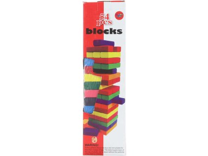 Hra DŘEVO Věž Jenga barevná 54 dílků v krabičce *SPOLEČENSKÉ HRY*